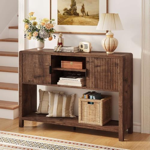 FATORRI Industrial Console Entryway Table with Storage, 43.31 inch Farmhouse ...
