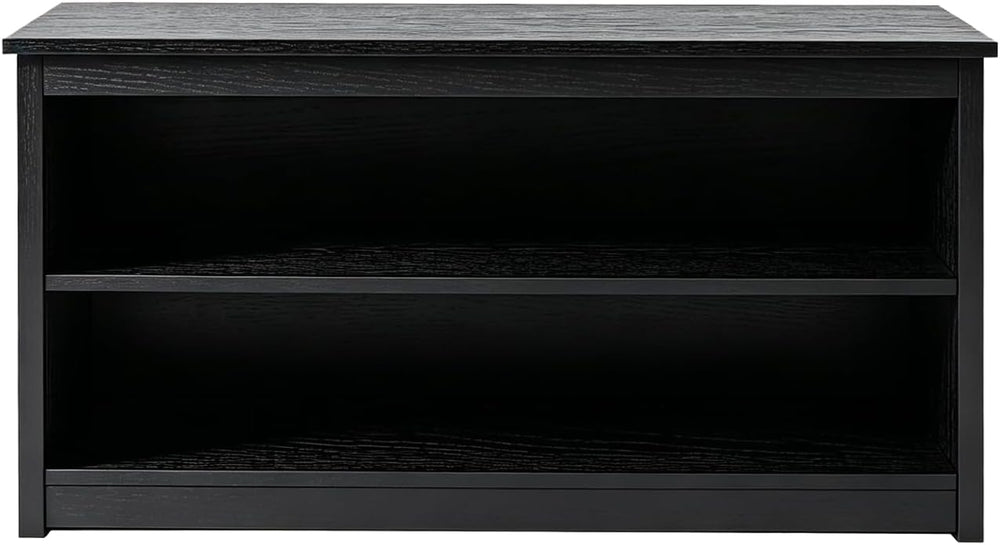 Farmhouse Storage Bench with 2-Tier Open Shelf, Shoe Bench with Cushion for E...