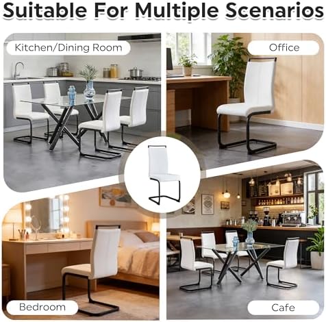 Baysitone Modern Dining Chairs Set of 4, Side Dining Room Chairs with Black F...