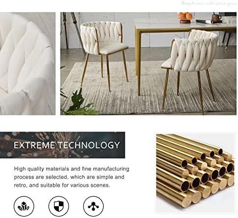 Dining Chairs, Beige Velvet Dining Chairs Set of 4