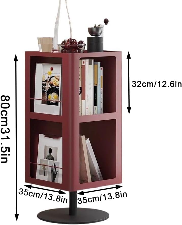 Carbon Steel Frame Rotating Side Table, Double-Layer End Table with Storage, ...