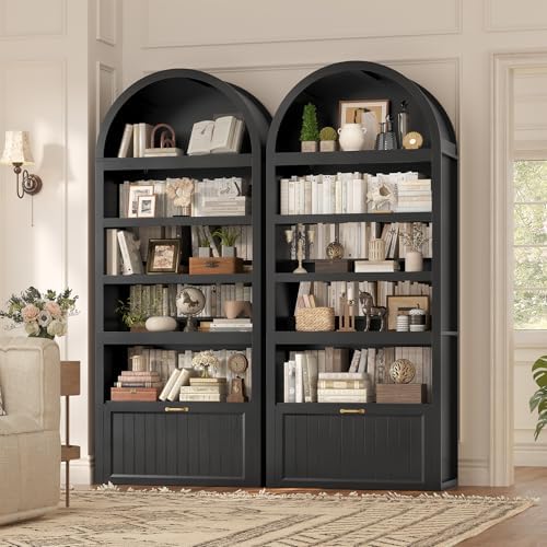 81" Tall Arched Cabinets,Bookcase with Drawer storage,Mid-Century Modern...