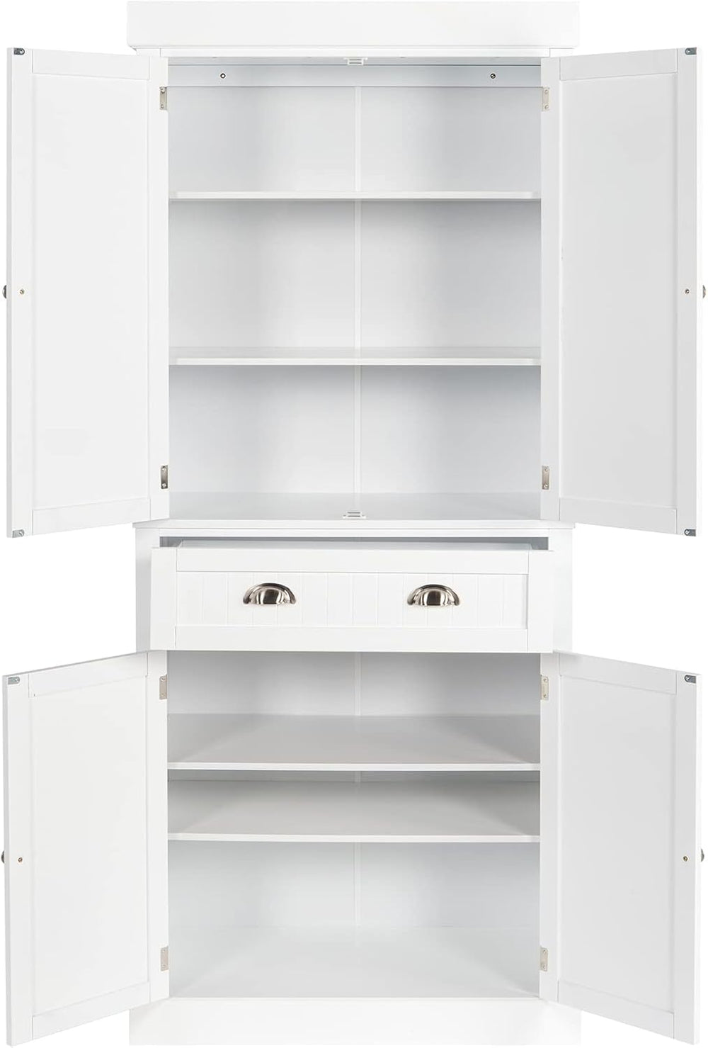 VINGLI 71-Inch White Storage Cabinets with Drawers, Freestanding Pantry Cabin...