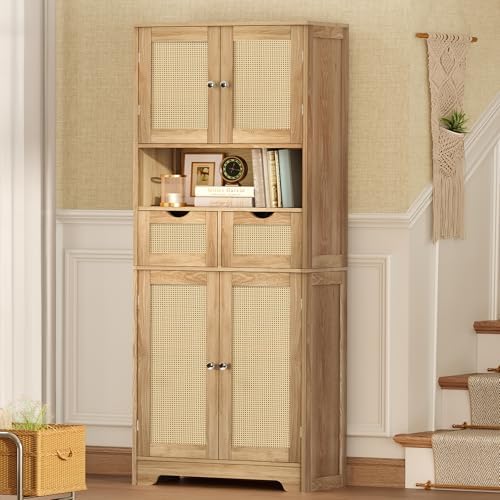TEENFON 57.8" H Tall Storage Cabinet with 2 Drawers & 2 Adjustable S...