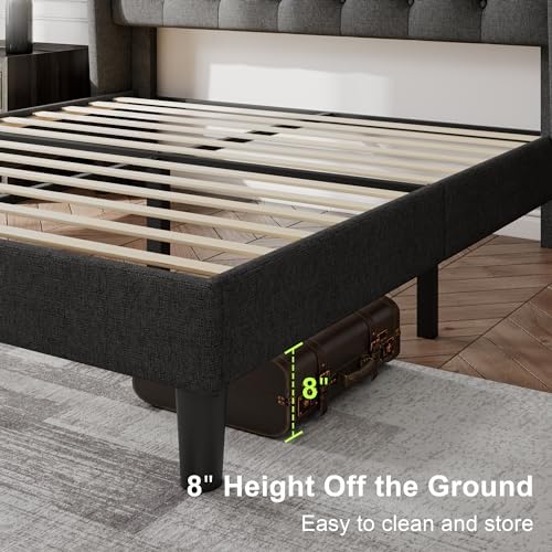 Feonase Full Size Bed Frame with Upholstered Wingback Headboard, Platform Bed...