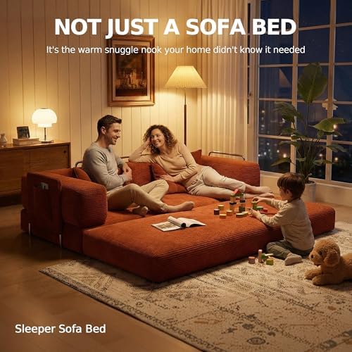 MoonSpeak 78.8'' Futon Sofa Bed, Couches for Living Room | Corduroy C...