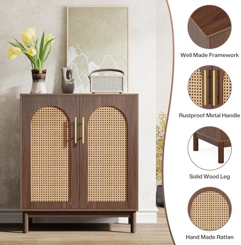 Tribesigns Set of 2 Rattan Sideboard, 59” Buffet Cabinet with Storage