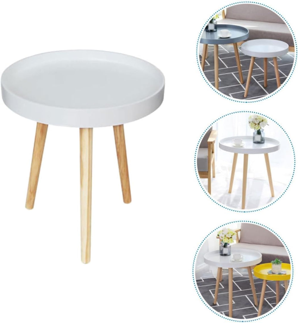 Homoyoyo Nordic Style Small Round Side Table White Mini Sofa End Table for Li...