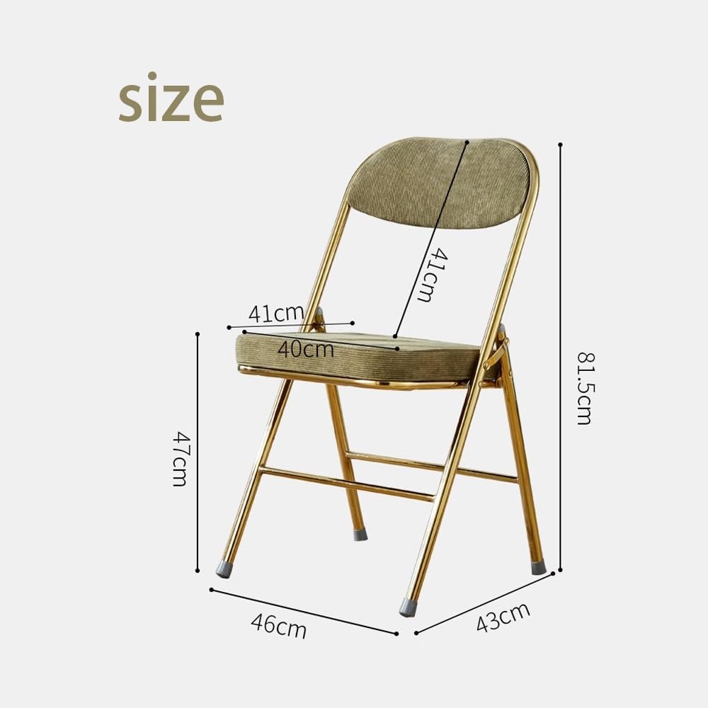 Corduroy Fabric Folding Chair, Home Balcony Retro Folding Chair, Metal Foldab...
