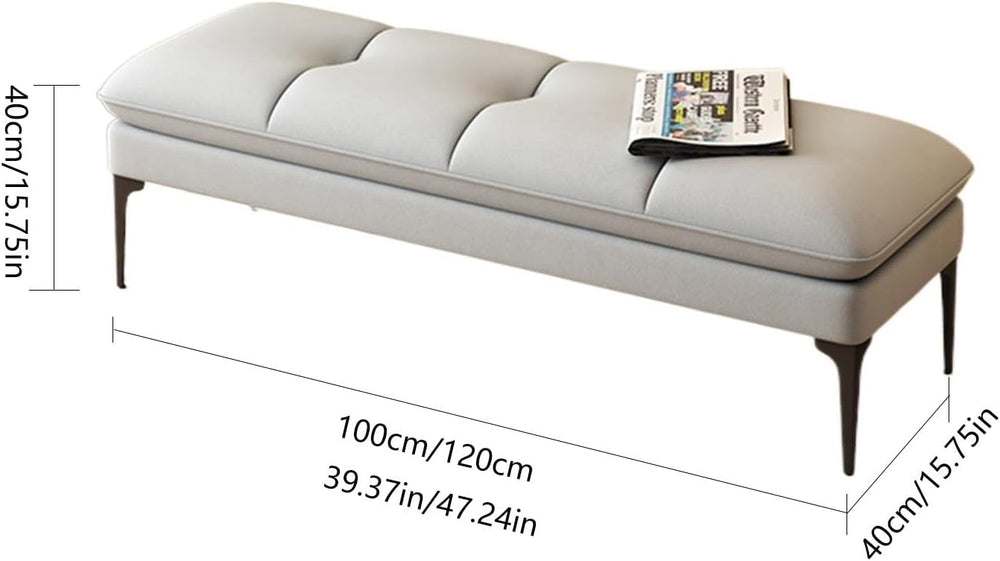 Modern Upholstered Bedroom Benches, Room Footrest Stool with Metal Legs for E...