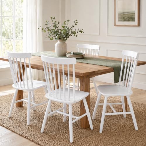 Windsor Dining Chairs Set of 2, Spindle Back Wooden Chairs