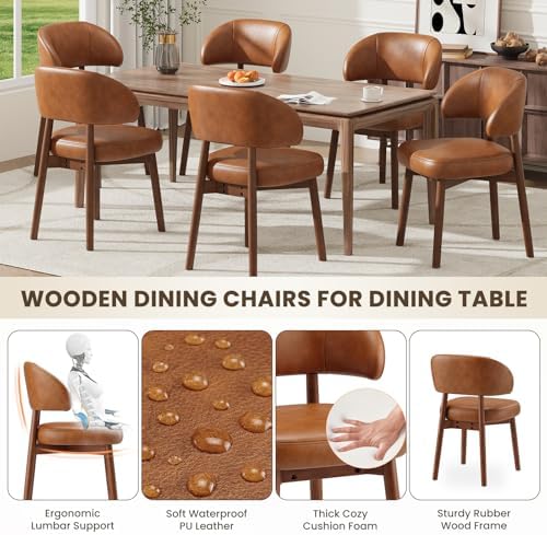 MALOL Wooden Dining Chairs Set of 6, Modern Upholstered Dining Room Kitchen S...