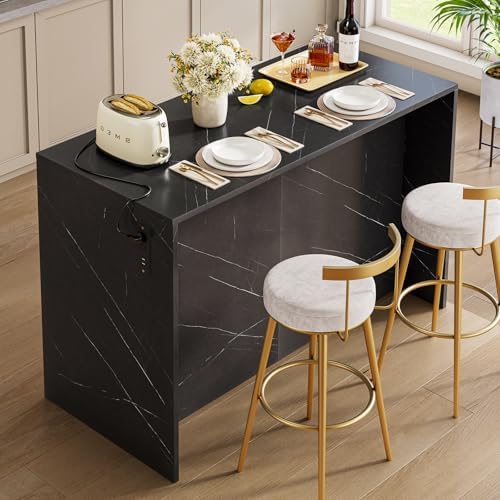 ONBRILL Kitchen Island with 2 Storage Cabinets & 4 Drawers, White+Black