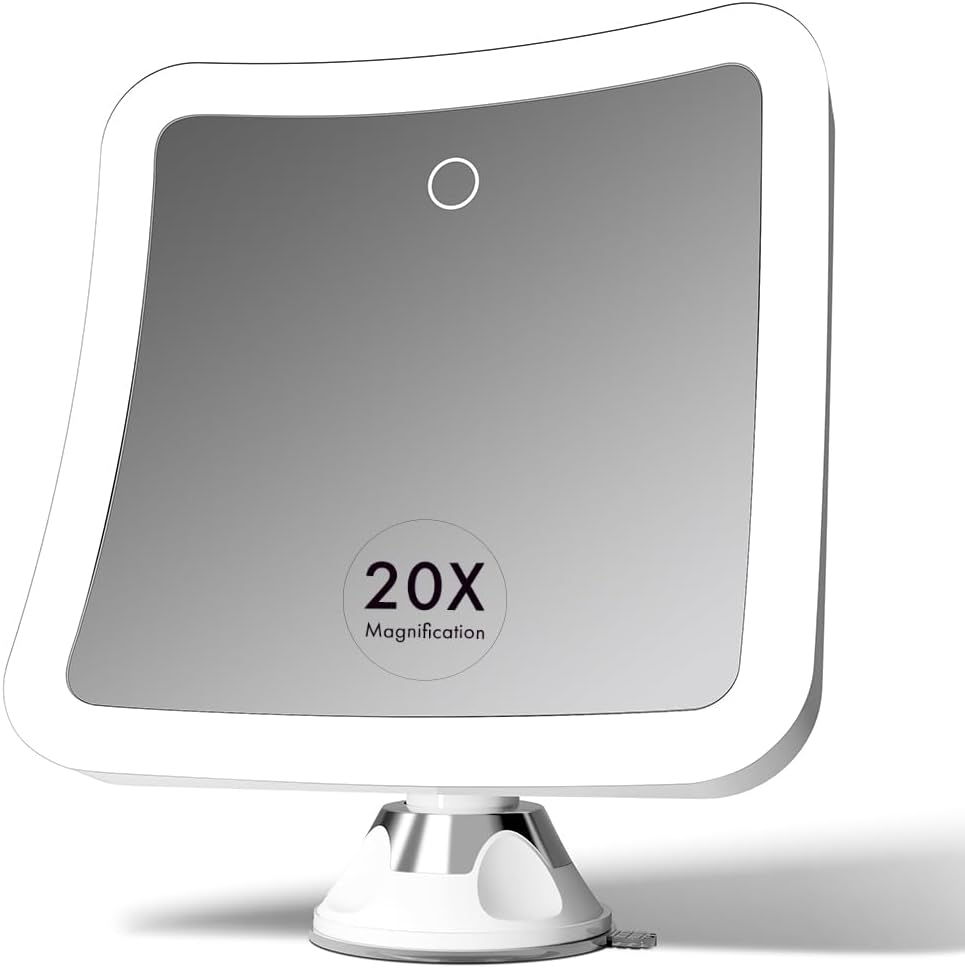 Fancii 20x Magnifying Makeup Mirror with LED Lights, Rechargeable, High Zoom ...