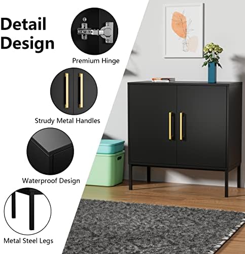 CARPETNAL Set of 2 Accent Storage Cabinet with Doors and Adjustable Shelf, Fr...