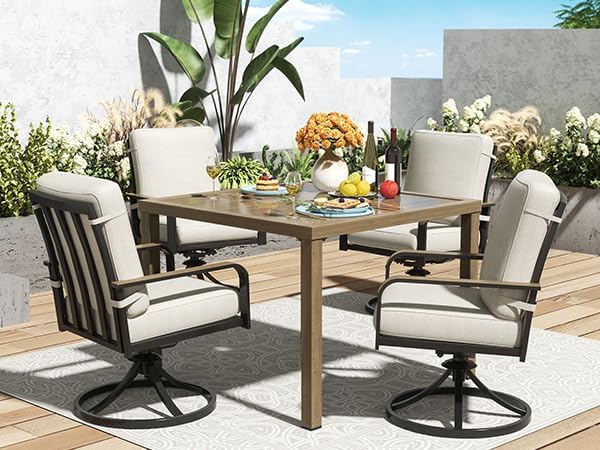 NATURAL EXPRESSIONS 5 Piece Outdoor Patio Dining Sets, 4pcs Swivel Dining Cha...
