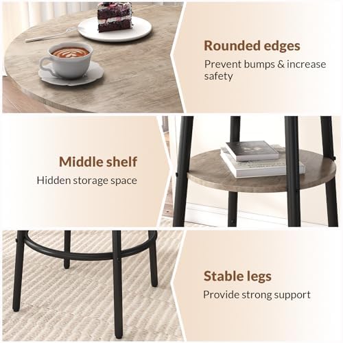 Zevemomo 3 Pieces Bar Table and Chairs Set Pub Table and Chairs for 2-Grey