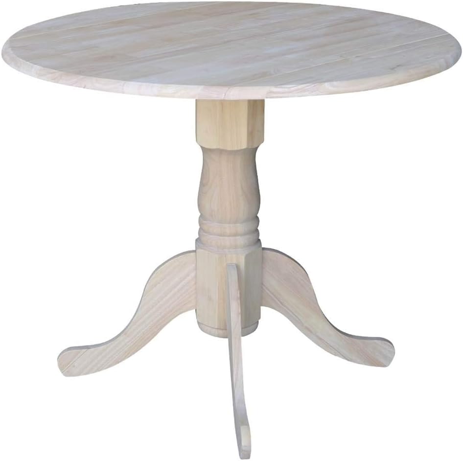 IC International Concepts 36" Solid Wood Dual Drop Leaf Table, Unfinished