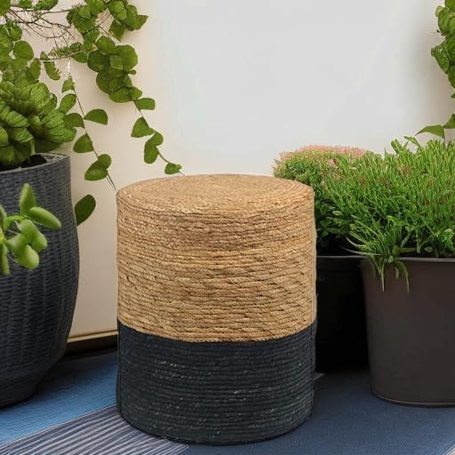 Wimarsbon Natural Seagrass Foot Stool, Hand Weaving Round Ottoman, for Living...