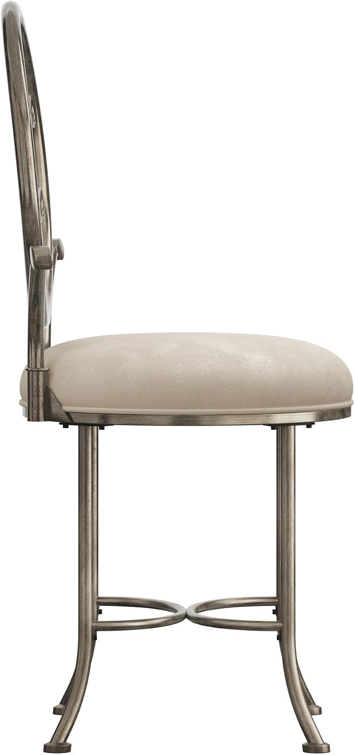 Hillsdale O'Malley Metal Vanity Stool with Spiral Pattern Design, Antique...