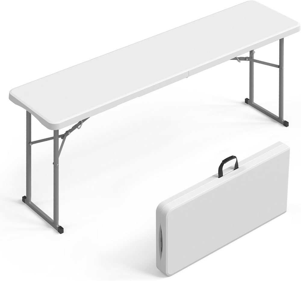 VINGLI 6 FT Narrow Folding Table, Tabletop Folded in Half, Premium Quality HD...