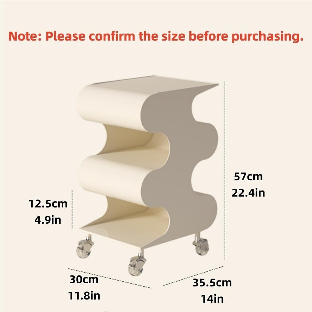 ABS Movable Rotating Side Table with Storage, Modern Night Stand, Minimalist ...