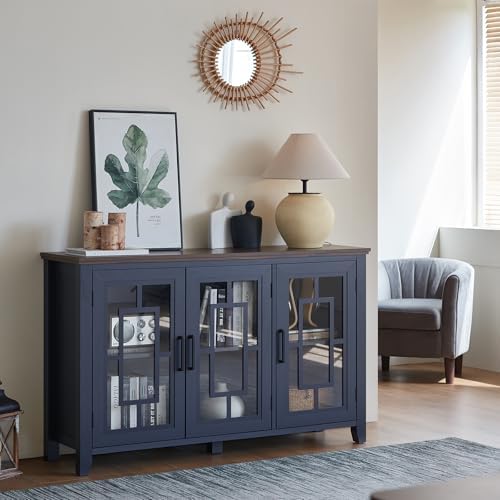 Joaxswe 55" Farmhouse Large Sideboard Buffet Cabinet with Storage,Navy Blue