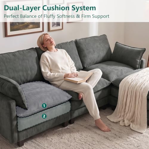 Modular Sectional Sofa, 95" U Shaped Couch, Couches for Living Room | Mo...