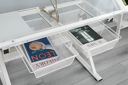 Glass Drafting Table Art Desk – Adjustable Professhional Artwork Drawing Draf...