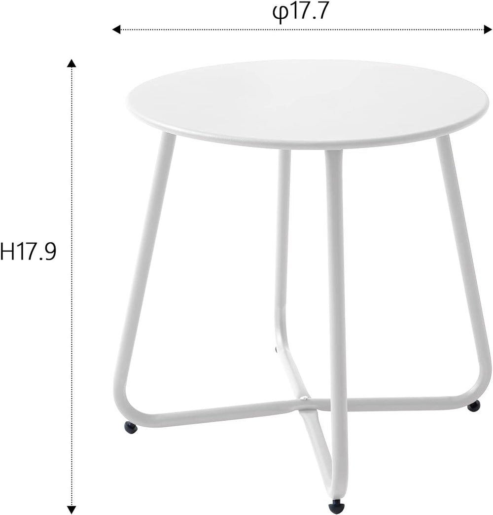 Outdoor Table Small Patio Side Table Waterproof Round Metal Side Table Weathe...