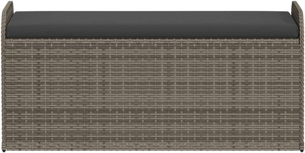 Poly Rattan Patio Storage Bench with Cushion, 45.3 Inch Outdoor Seat with Wat...