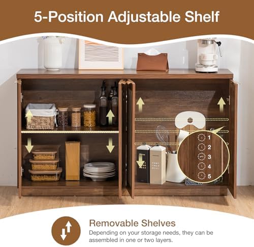 HOMMPA Sideboard Buffet Cabinet with Storage 55'' Boho Sideboard-Brown