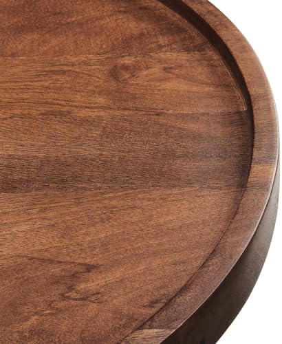 Modway Chiro Solid Wood Side Table in Walnut with Tray Top - Mid-Century Mode...