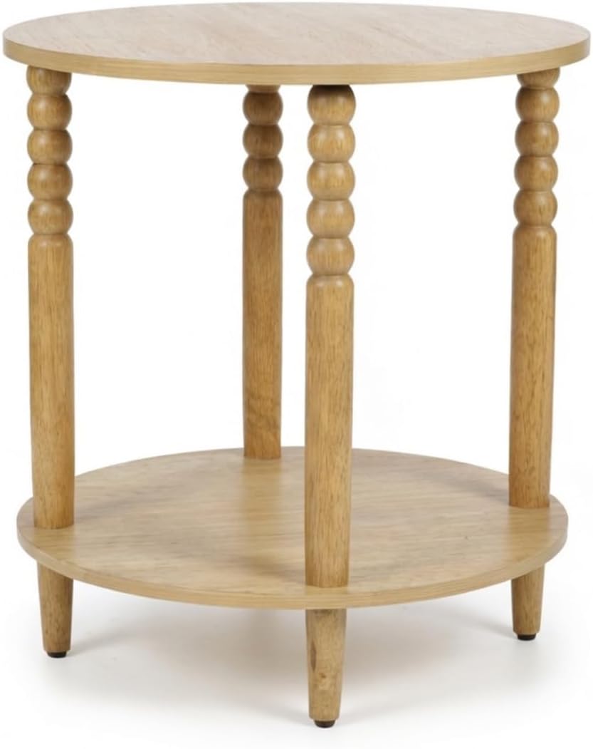 Decor Therapy Stafford Round Side Table, Seadrift Two-Tier Modern End Table w...