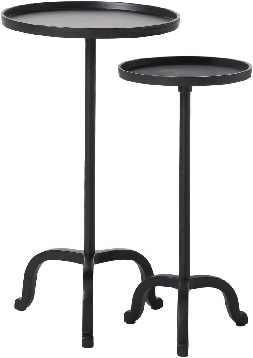 HomeStock Side Table Set of 2 - Wrought Look Accent Tables - Black Finish