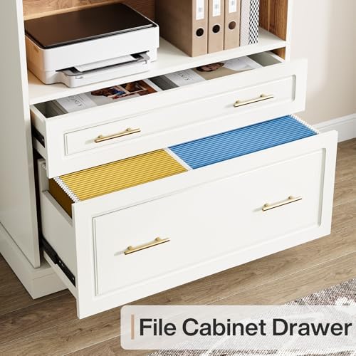 Tribesigns 5-Shelf Bookcase with File Cabinet Drawer, 72" Tall Bookshelf...