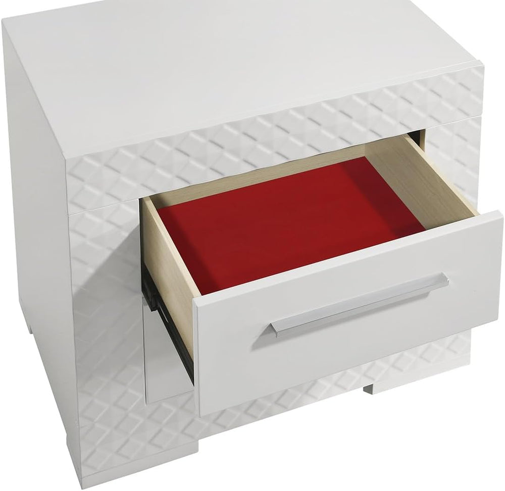Modern Style 2-Drawer Night Stand Made with in White,for Small Spaces