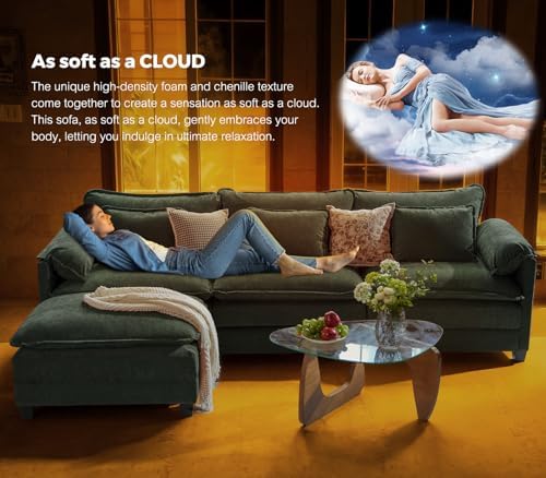 ELUCHANG 153" Oversized Modular Sectional Sofa, Comfy Chenille Cloud Cou...