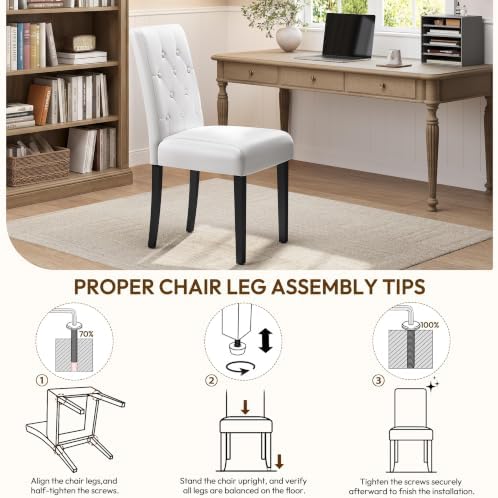 Yaheetech Dining Chairs Set of 4 Button Tufted Kitchen Chairs White