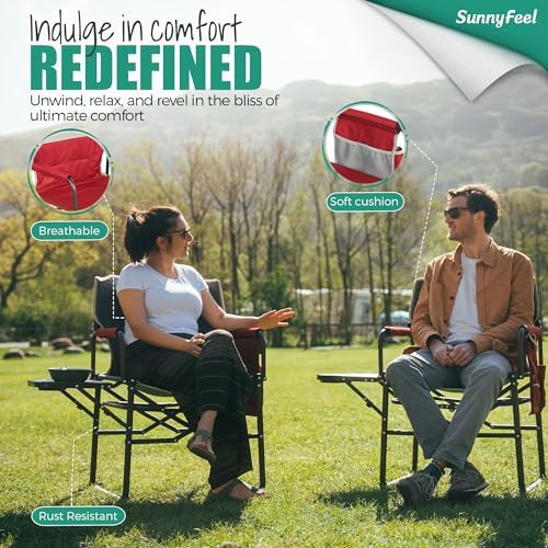 SUNNYFEEL Oversized Directors Camping Chair for Adults with Side Table