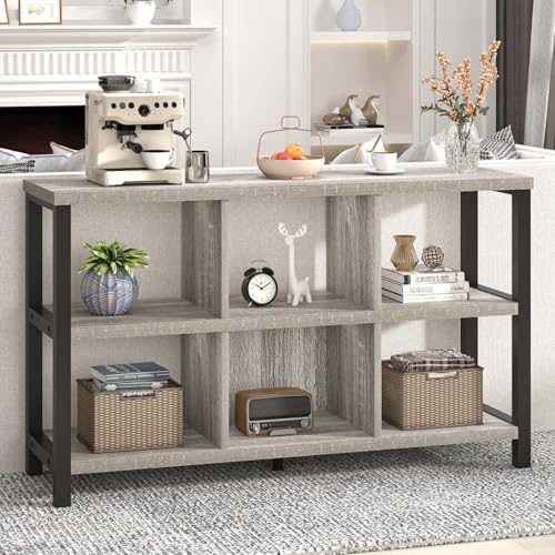 FOLUBAN 6 Cube Storage Organizer with Shelf, Industrial Horizontal Low Cubby ...
