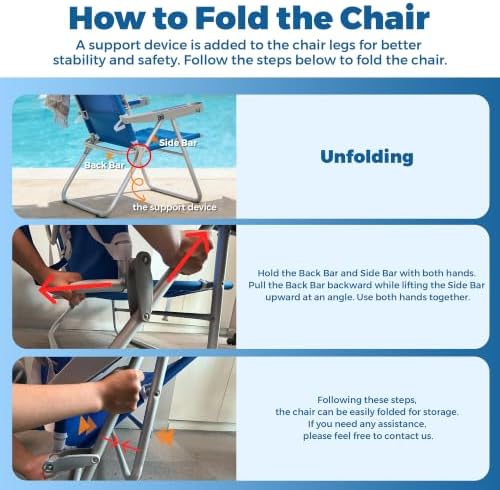 SUNNYFEEL Tall Beach Chair for Adults, High Back High Seat Folding Chairs