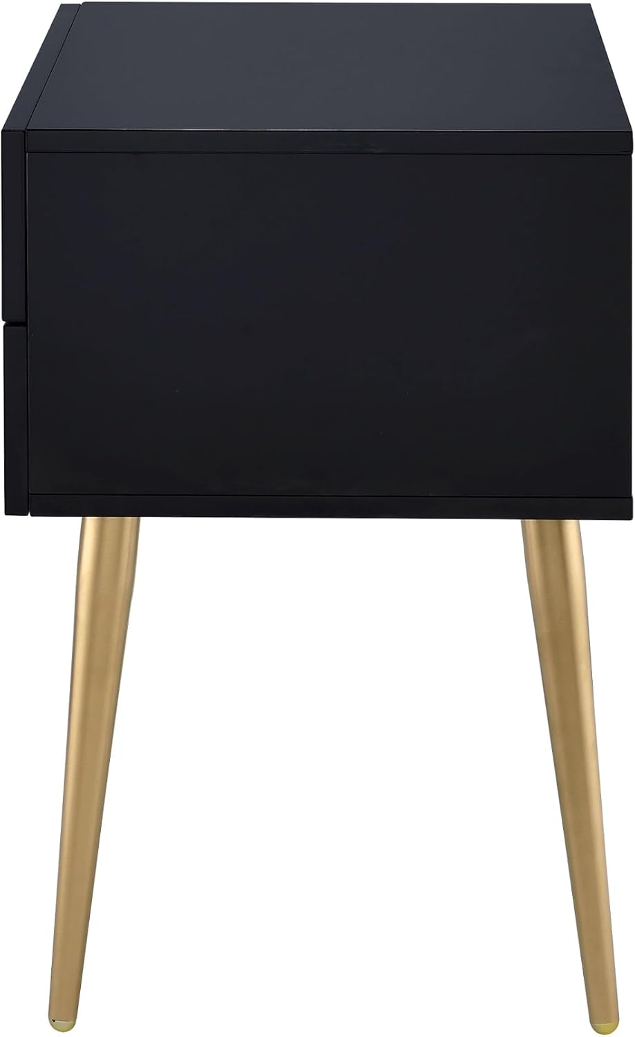 Penau Black and Gold End Table, Rectangular High Gloss Engineered Wood Top, M...