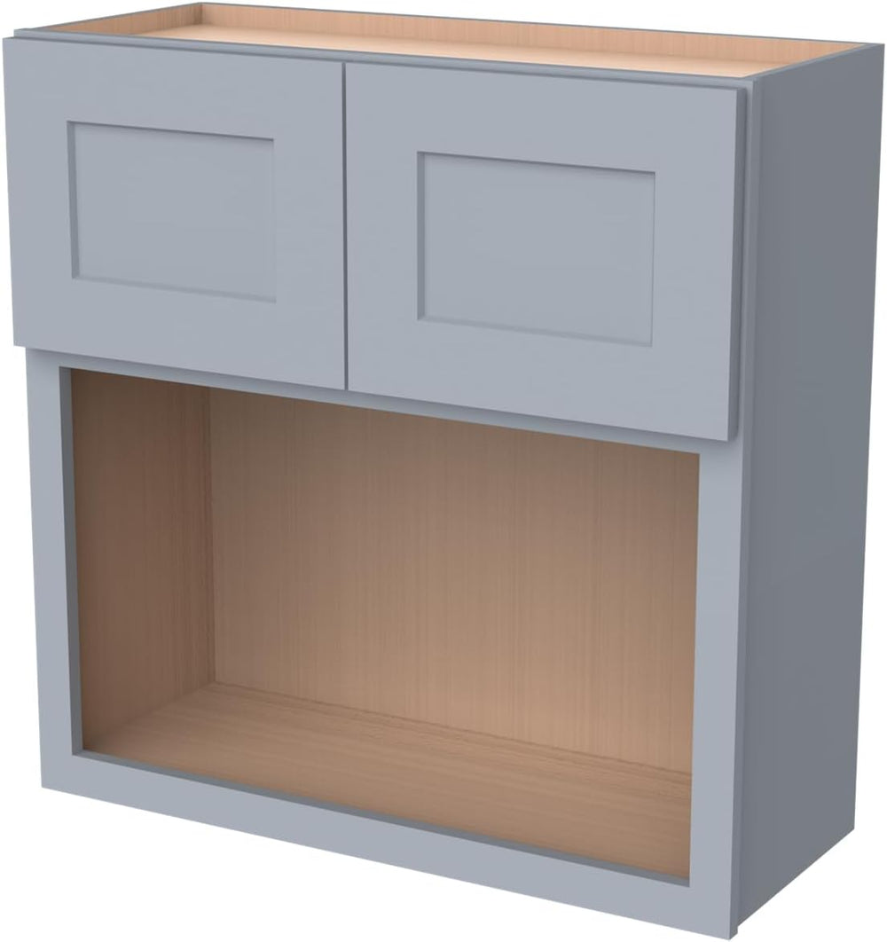 Solid Wood Shaker Wall Cabinet for Microwave – Space-Saving RTA with Open She...