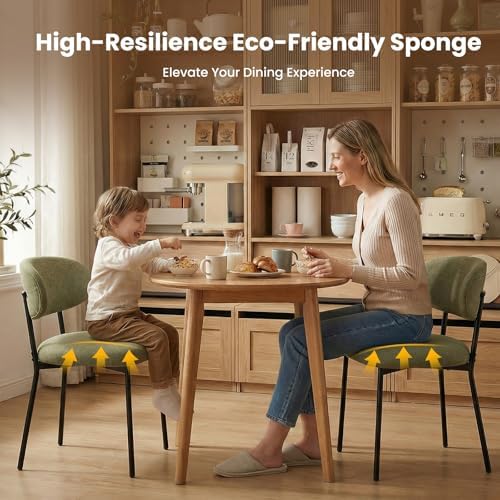 MALOL Dining Chairs Set of 6, Modern Fabric Dining Room Chairs, Green