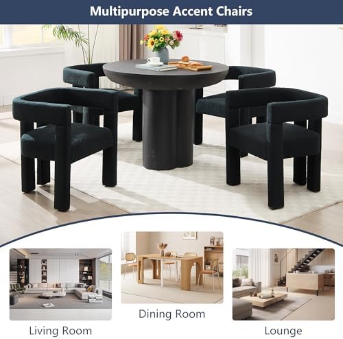 Modern Dining Chair Set of 4 Living Room Chairs,Upholstered Barrel Chair