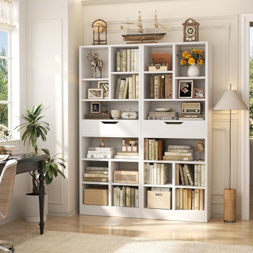 Armocity 73.6" Tall Narrow Bookshelf with Drawer for Display, 19.7"...