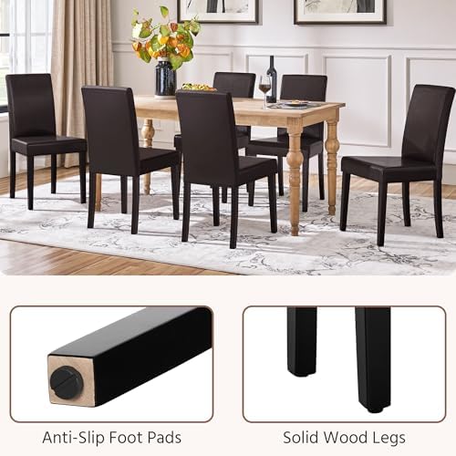 Yaheetech Dining Chairs Set of 6 Upholstered Kitchen Chairs Dark Brown