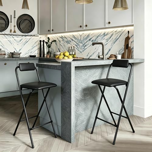 Folding Stool with Back,2 Pcs Tall Foldable Stool 29.5 Inch