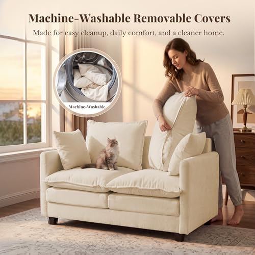 KYJ Loveseat Sofa, Cloud Love Seat Couch 3 Layer Cushion for Small Spaces | 5...
